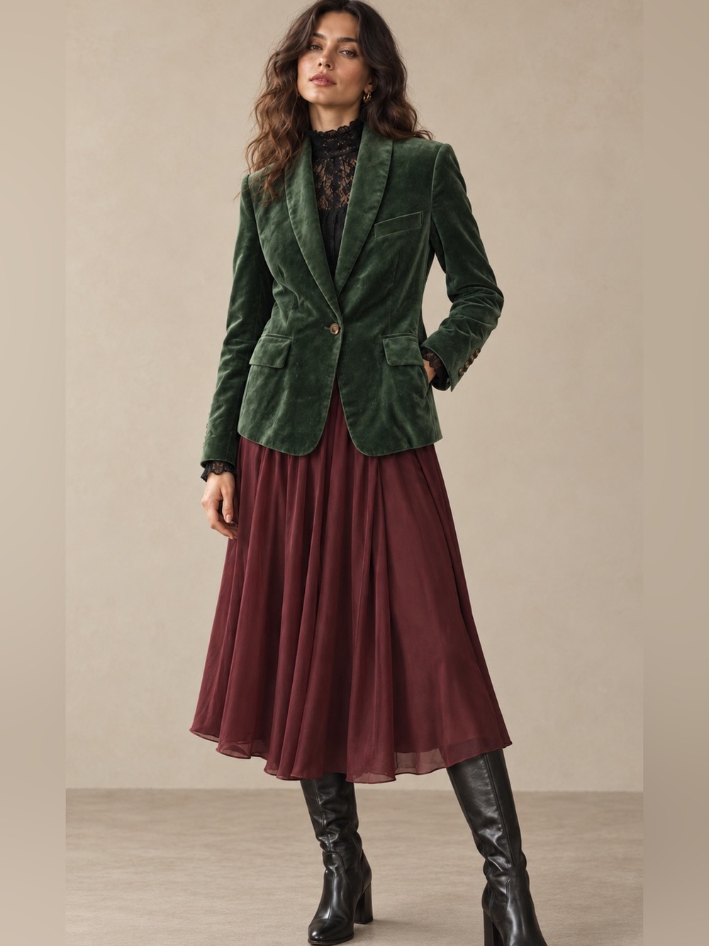 Vintage Liz Claiborne Forest Green jewel tone Velvet Blazer 70s Dark Romance